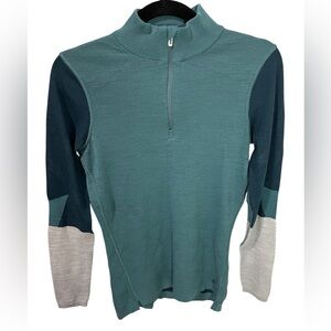 Smartwool Intraknit Merino Wool 200 Colorblock 1/4 Zip Top Long Sleeve Medium